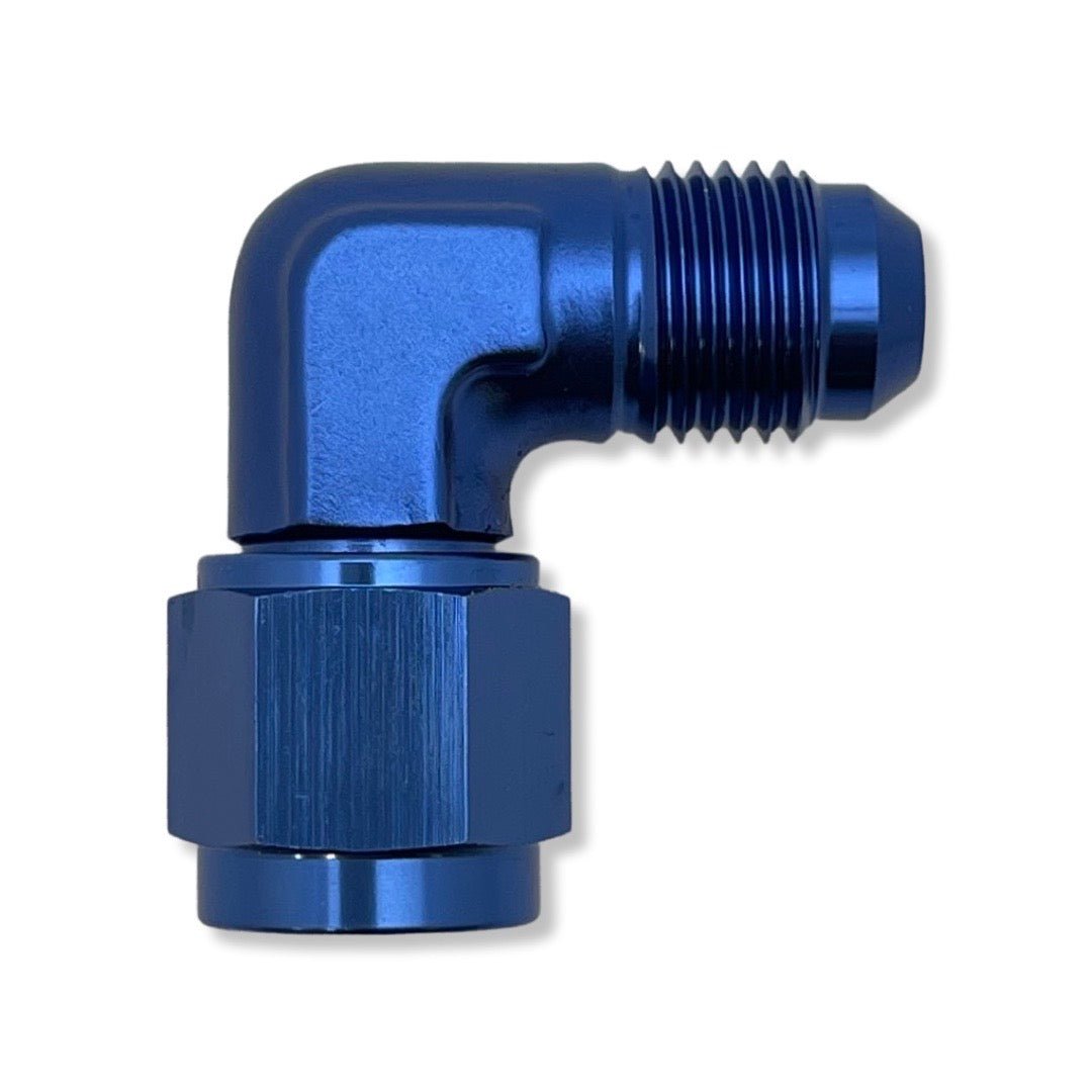 AN12 90° Female to Male Adapter - Blue
