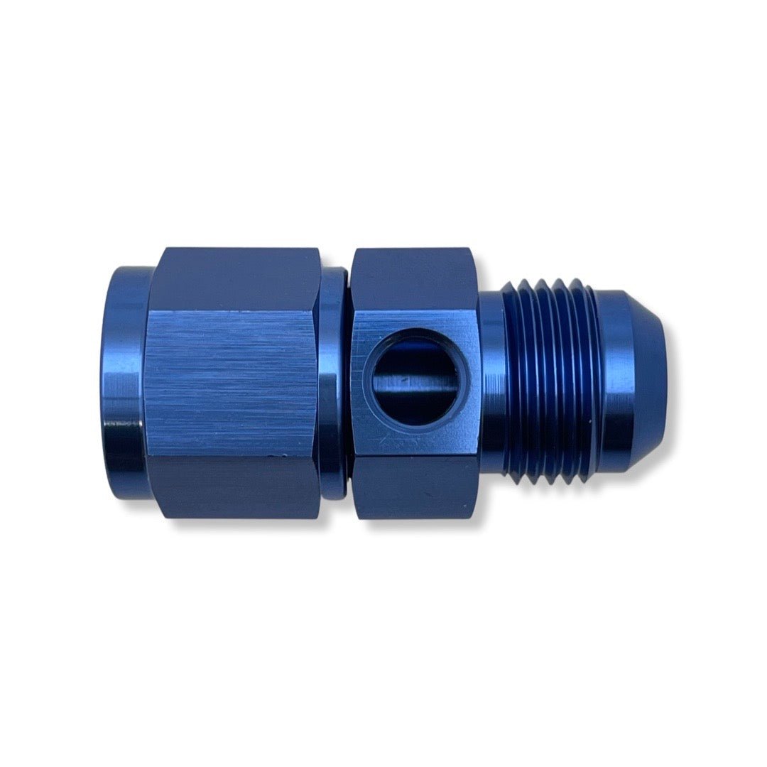 AN12 Male to Female With 1/8 NPT Port Gauge Adapter - Blue