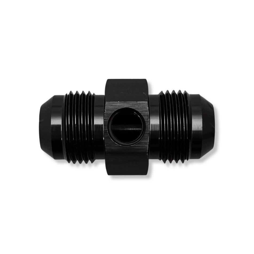 AN12 Male With 1/8" -27 NPT Port Gauge Adapter - Black