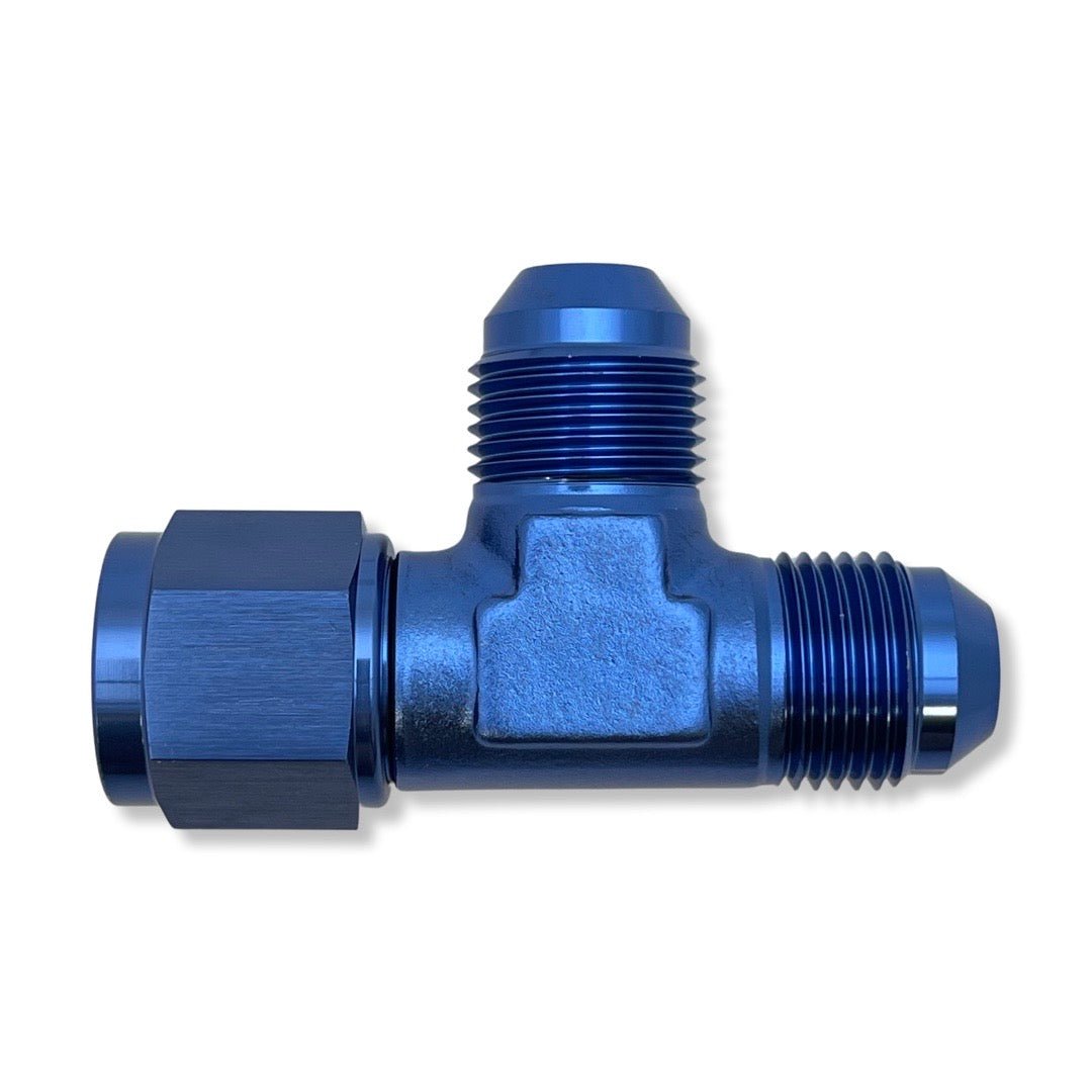 AN3 Tee Adapter With Female Swivel On Run - Blue - 926103 by AN3 Parts