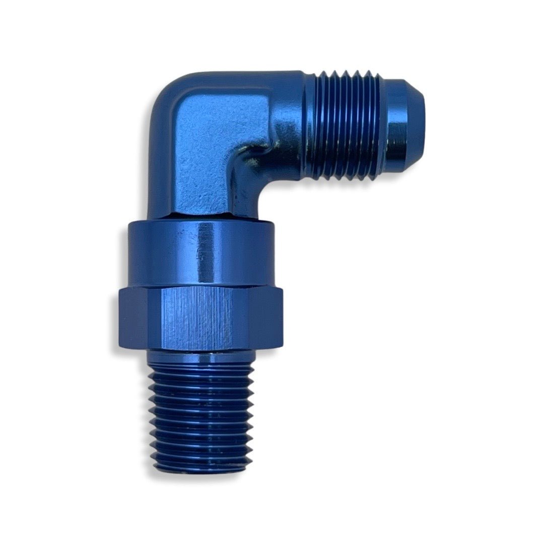 AN3 to 1/8" -27 NPT 90° Male Swivel Adapter - Blue - 922103 by AN3 Parts